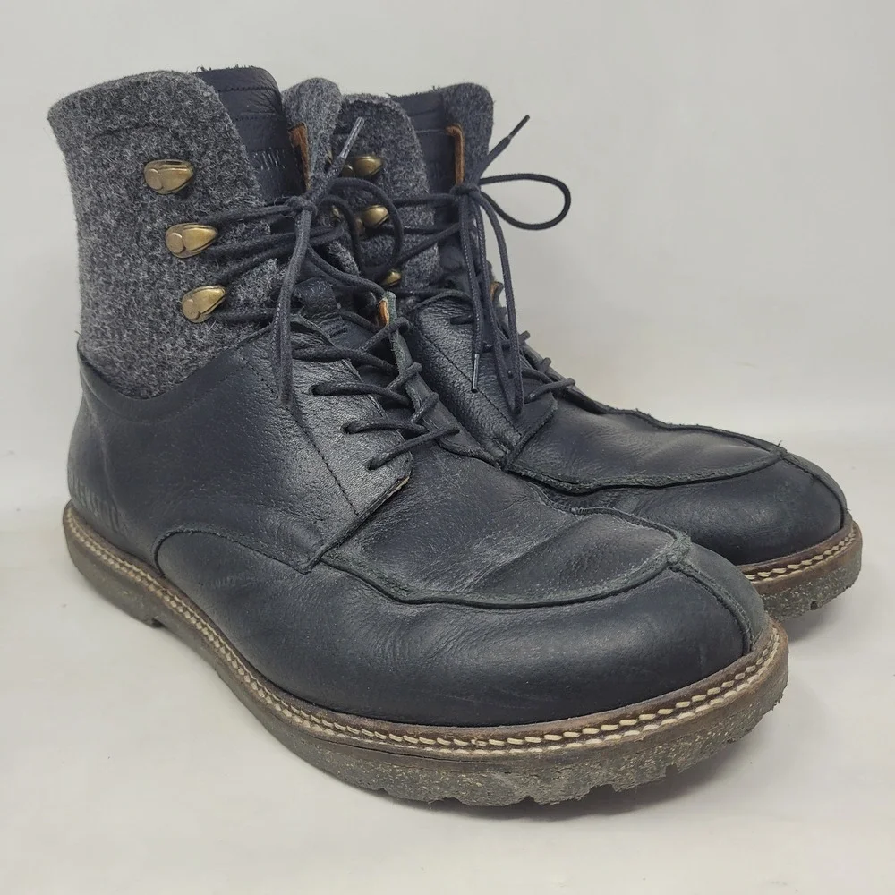 Birkenstock Timmons Boots EU44 US11 Black Leather Wool Felt Lace Up Moc Toe
